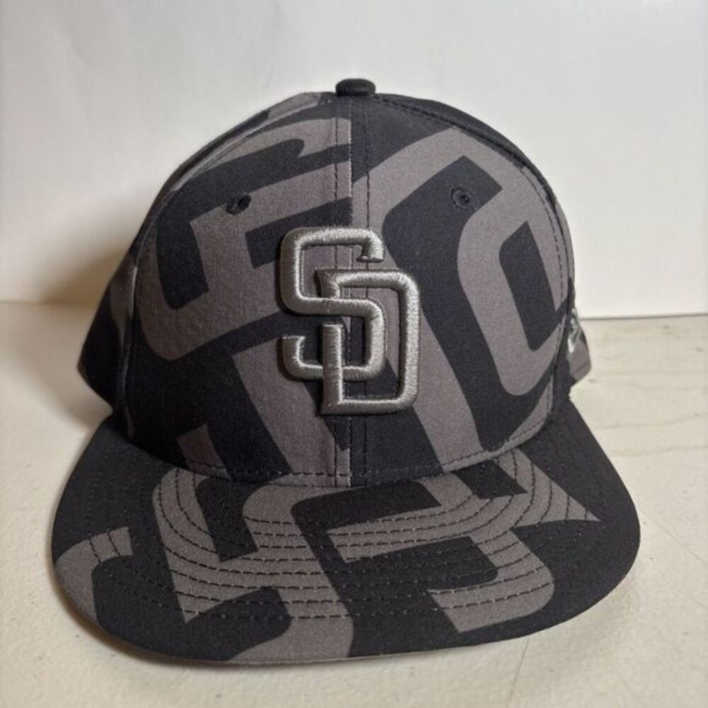 New‎ Era 59Fifty San Diego Padres Black & Grey MLB Fitted Hat NEW - 7
